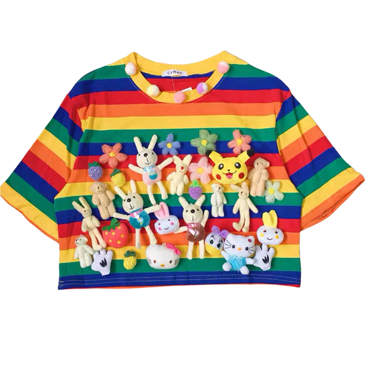 Rainbow Plushie Anime Crop Shirt