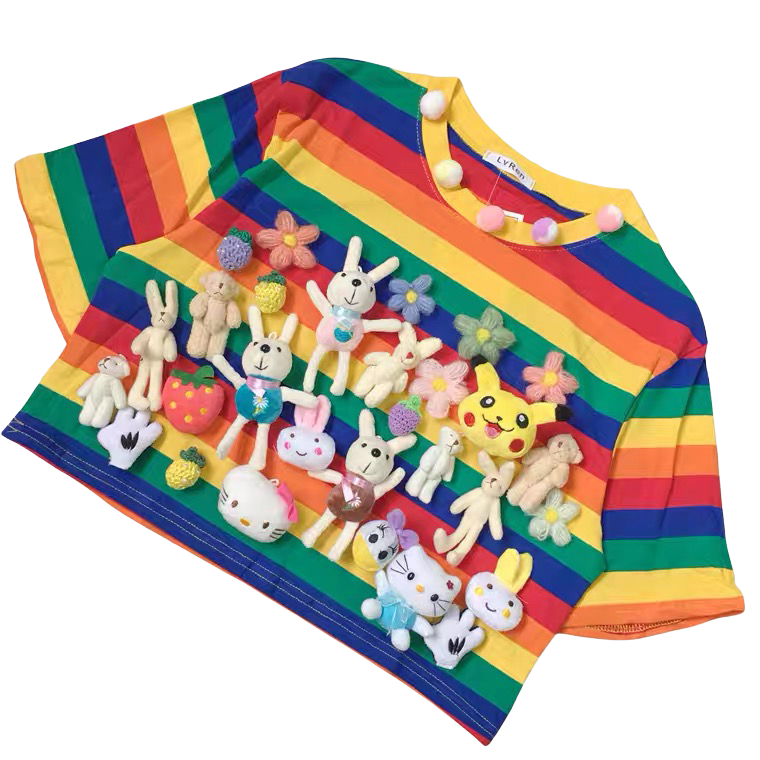 Plushie rainbow crop top