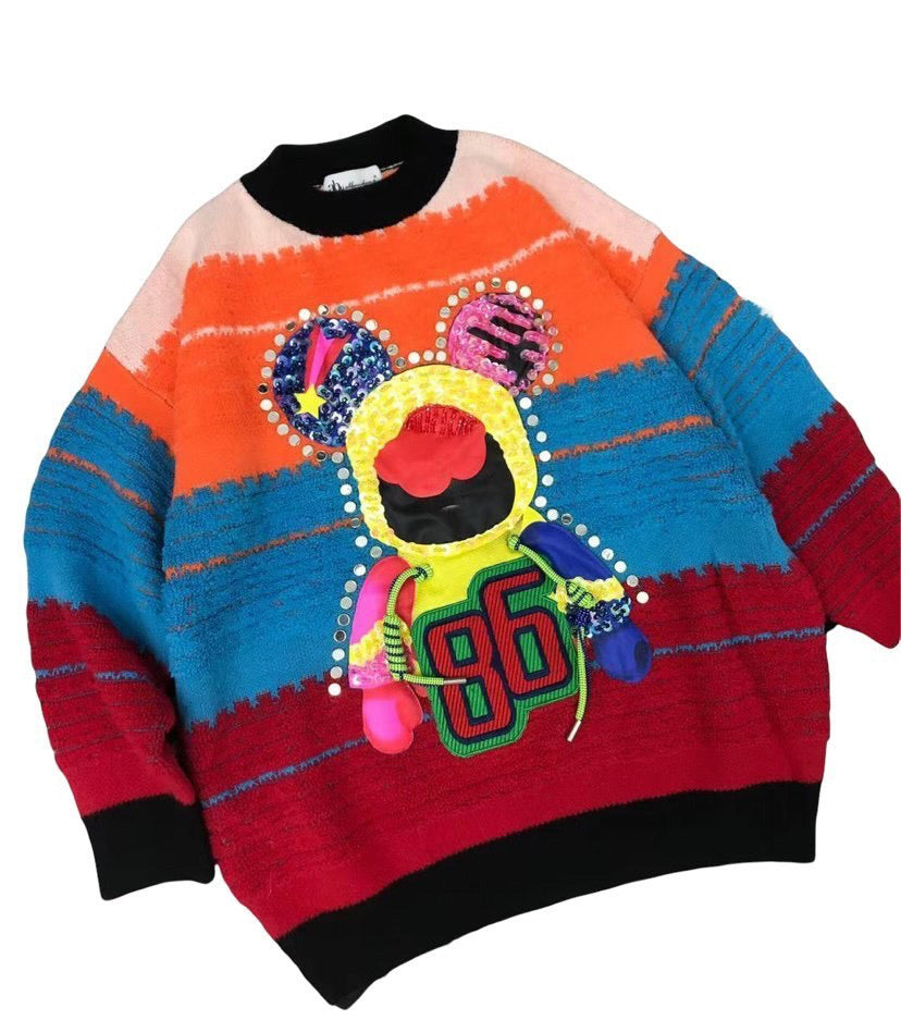 Rainbow Striped Bear Sweater