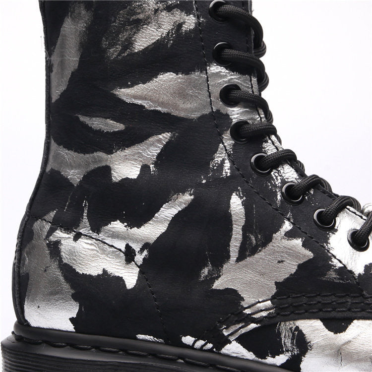 Black and Metallic Silver Lug Boot